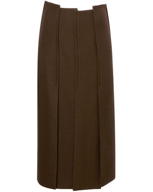 Proenza Schouler Brown High-waist Twill Midi Skirt