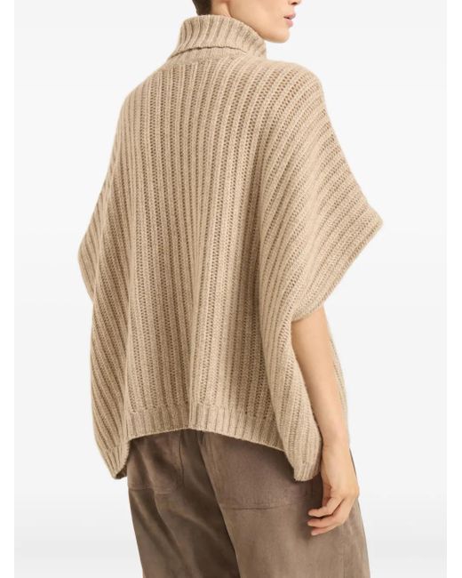 Brunello Cucinelli Natural Roll-Neck Cashmere Sweater