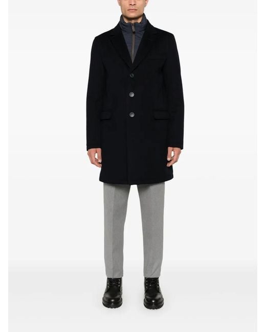 Herno Blue Virgin Wool Coat for men