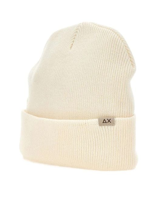 Ribbed logo-patch beanie Sun 68 de hombre de color Natural
