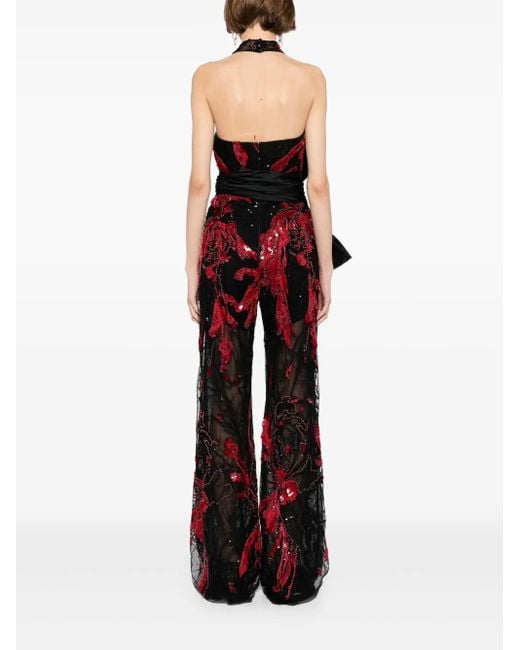 Saiid Kobeisy Black Embroidered Strapless Jumpsuit