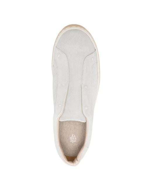 Eleventy White Perforated Leather Slip-On Sneakers for men
