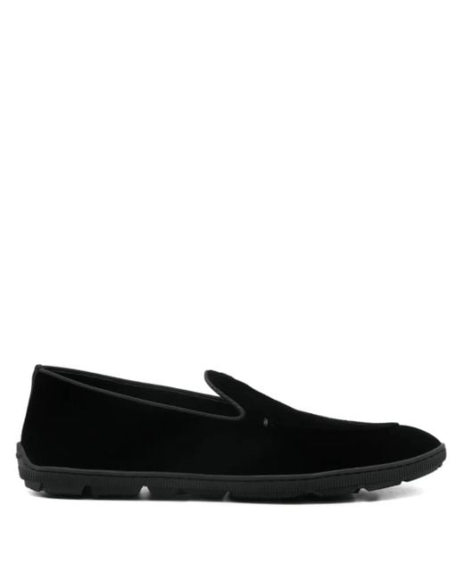 メンズ Giorgio Armani ベルベット スリッポンスニーカー Black