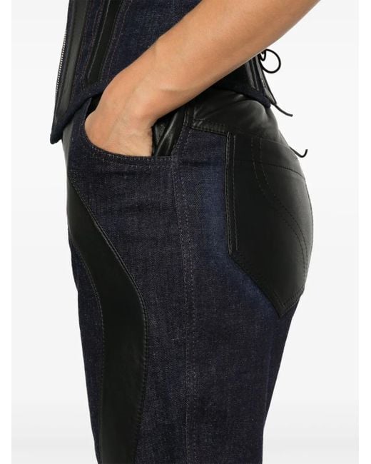 MITILIANE COUTURE Blue Leather-Inserts Jeans