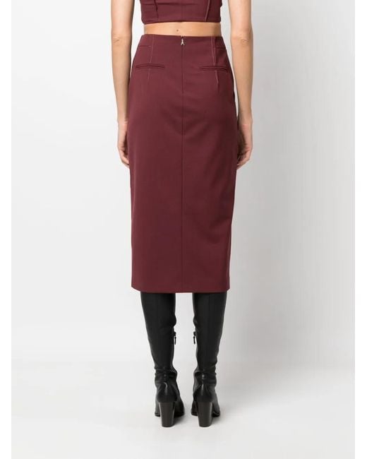 Patrizia Pepe Red Pleat-Detailing High-Waisted Skirt