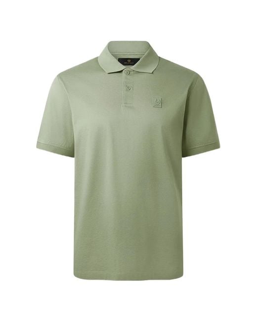 Belstaff Green Logo-Patch Polo Shirt for men