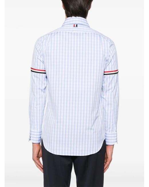 Thom Browne Blue Gingham-Check Poplin Shirt for men