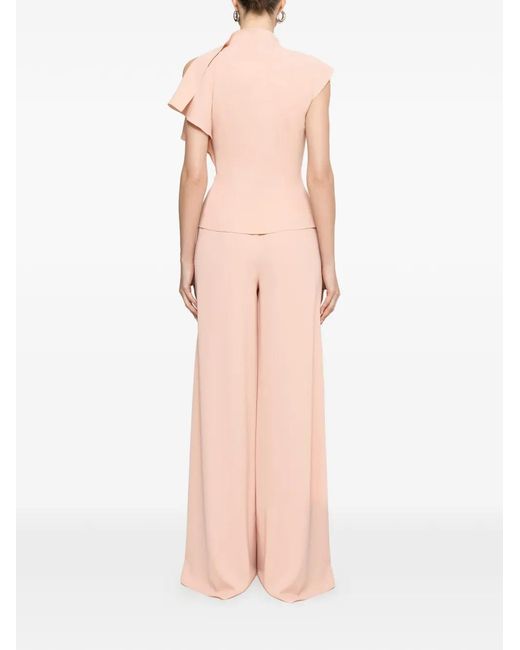 Nissa Pink Ruffled High-Neck Top