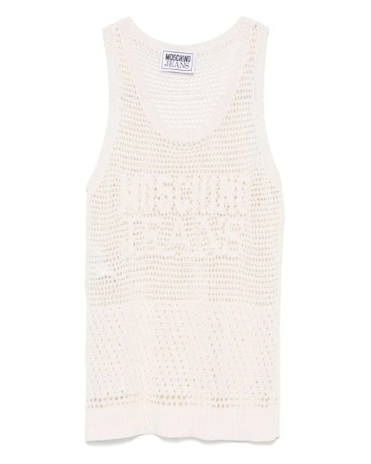 Moschino White Open-Knit Top