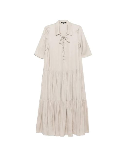 Barbara Bui White Tiered Lace-Up Midi Dress