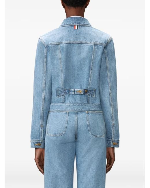 Thom Browne Blue Shrunken Selvedge Denim Jacket