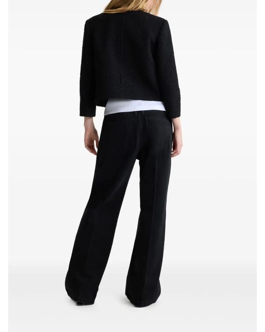Patou Black Collarless Tweed Jacket