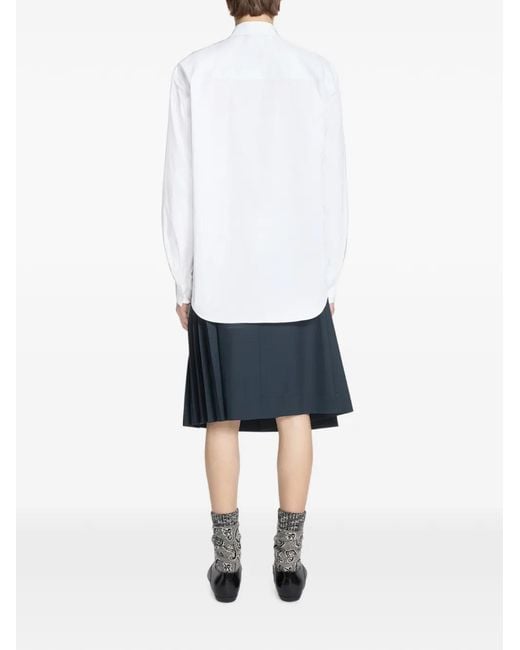 Dries Van Noten White Embroidered Cotton Shirt for men