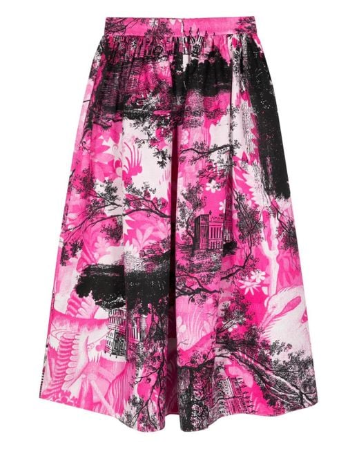 Erdem Pink Printed Jacquard Midi Skirt