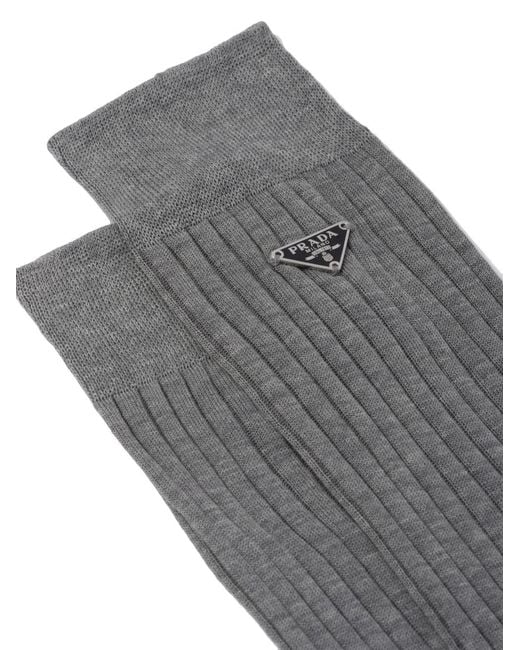 Prada Gray Cotton Socks
