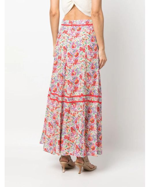 Ba&sh Red Aliya Graphic-Print Skirt