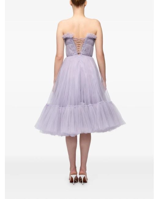 Ana Radu Purple Trägerloses Kleid mit Rüschen