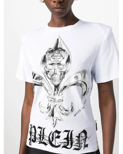 Philipp Plein White Sexy Pure Fit Chrome Cotton T-Shirt