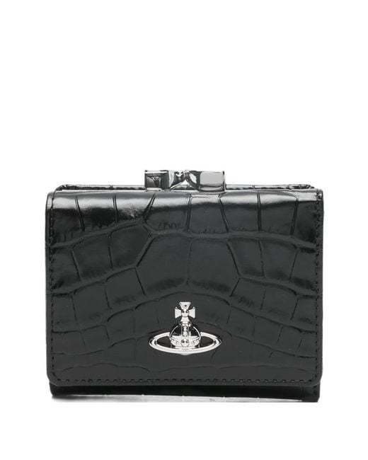 Vivienne Westwood Black Petit Portefeuille À Structure Rigide Et Logo Orb Embossé
