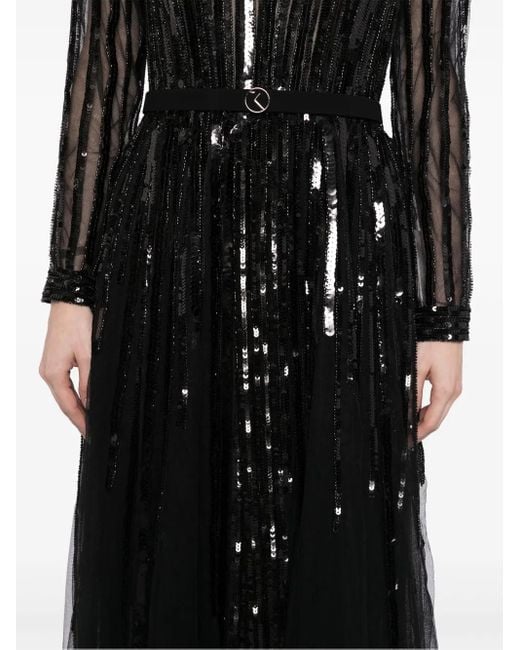 Saiid Kobeisy Black Sequin Long Dress