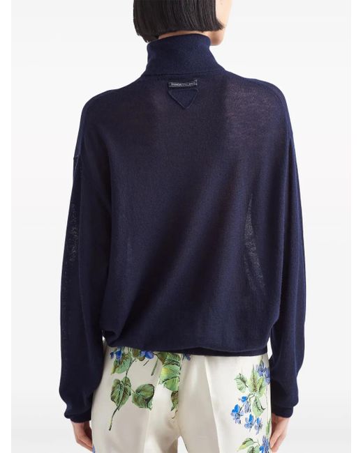 Pull En Cachemire À Col Roulé Prada en coloris Blue