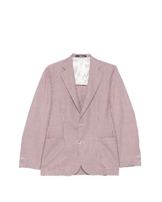 Barba Napoli Pink Blazer À Motif Pied-De-Poule for men