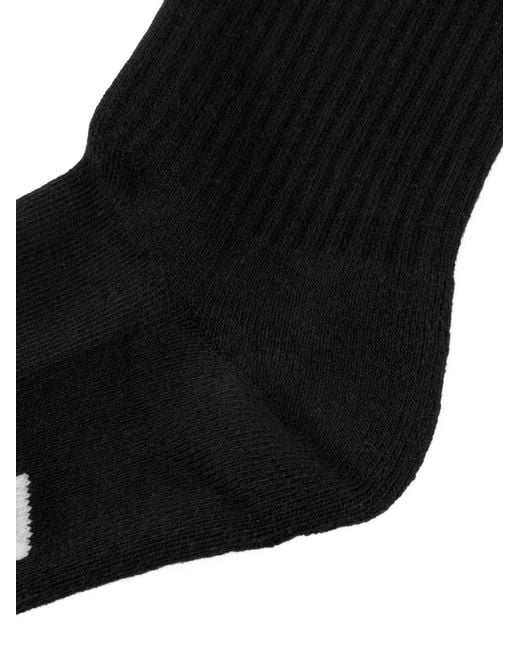 Evisu Black Seagull-Embroidered Logo Socks