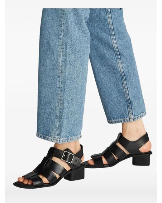 Calvin Klein White Buckle-Fastening Cage-Design Heeled Sandals
