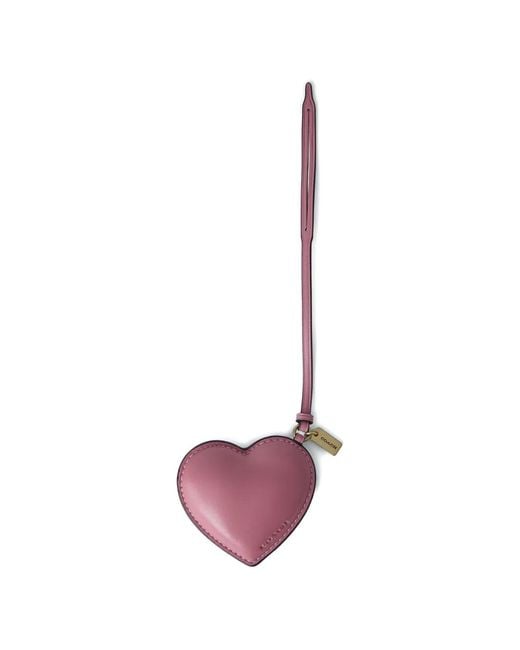 COACH Pink Heart-Shape Adjustable-Strap Keyring