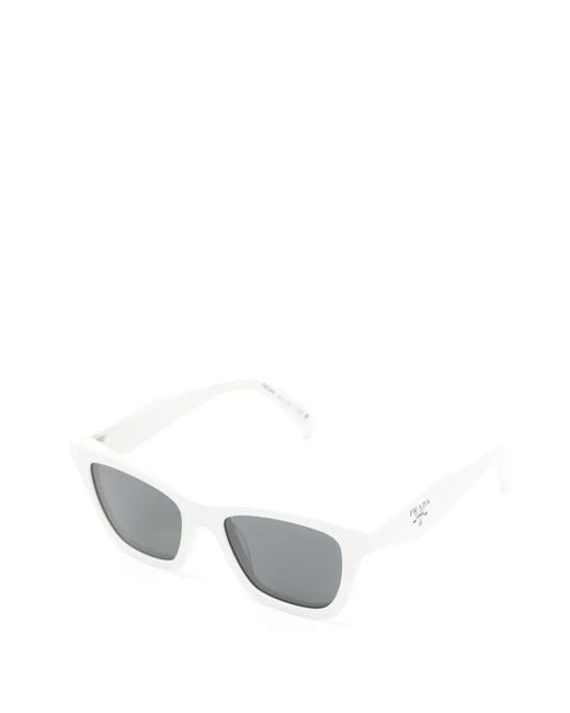 Prada White Rectangle-Frame Sunglasses