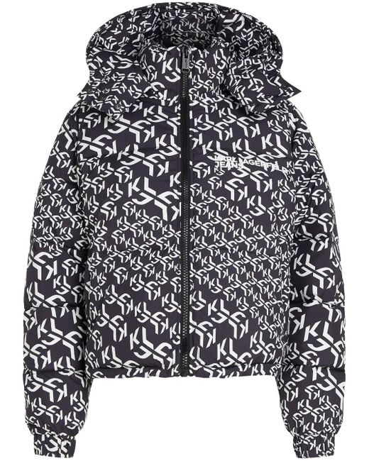 Karl Lagerfeld Black Monogram Puffer Jacket