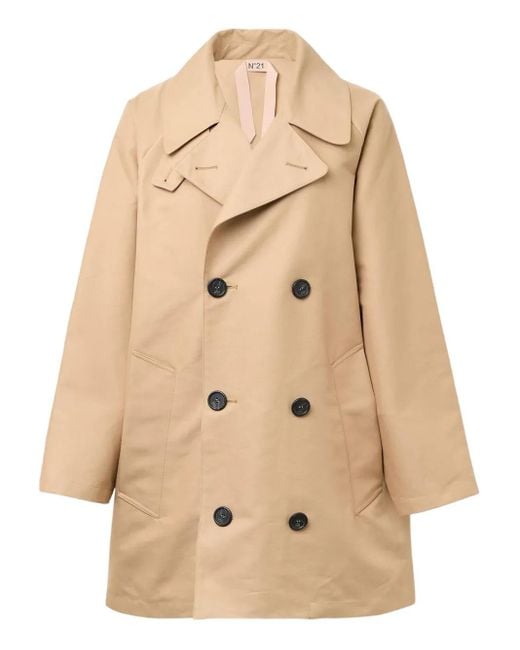 N°21 Natural Buttoned Double-Breasted Coat