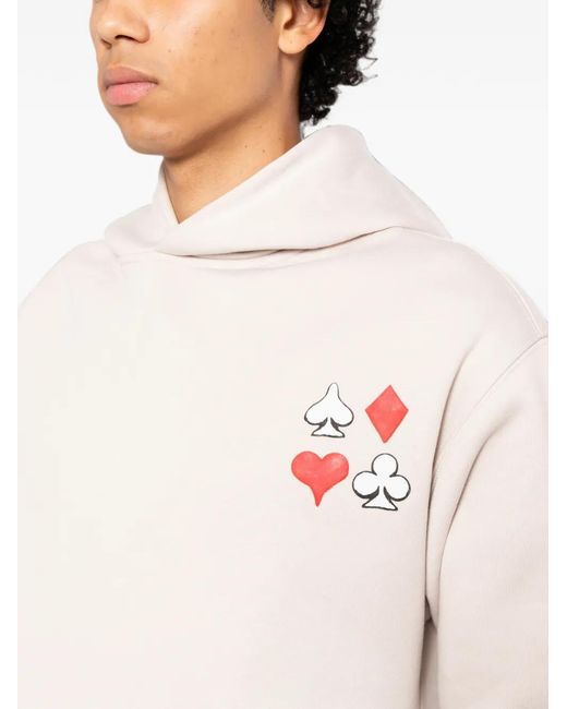 Melt White Playing-Card-Print Hoodie for men