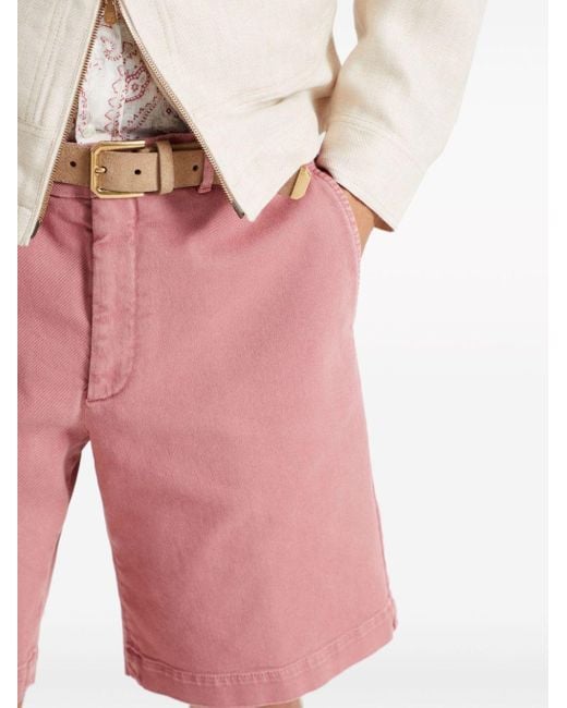 Brunello Cucinelli Knielange Jeans-Bermudas in Pink für Herren