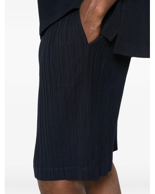 GONGDID DESIGN Blue Pleated Shorts for men