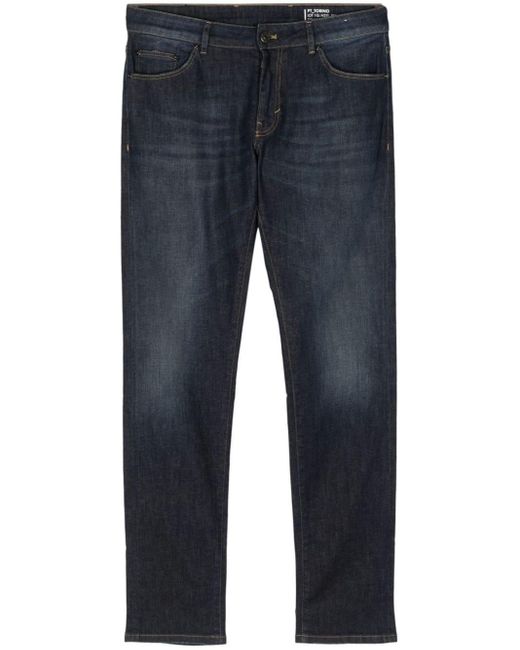 PT Torino Blue Mid-rise Straight-leg Jeans for men