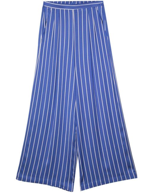 Semicouture Blue Striped Wide-leg Trousers
