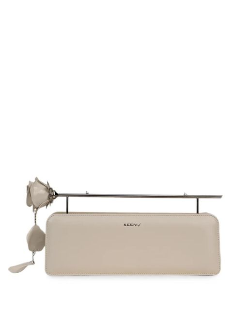SEEN USERS Natural Rose 11 Floral-Detail Clutch Bag