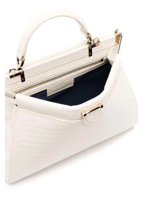Aspinal White Florence Frame Crocodile Embossed Bag