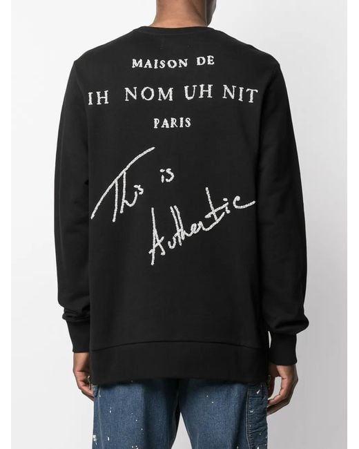 Ih Nom Uh Nit Black Embroidered Side-Zip Sweatshirt for men