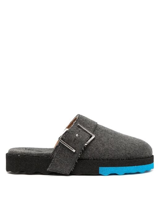 Off-White c/o Virgil Abloh Gray Buckle-Detail Felted Slippers for men