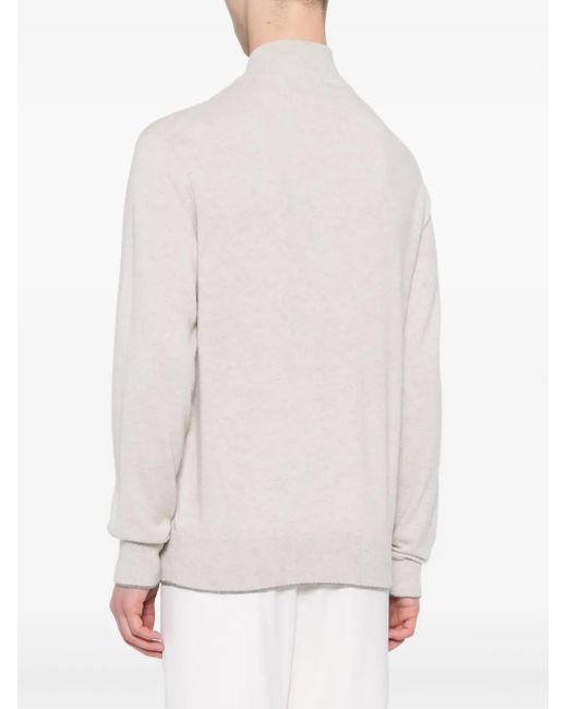 N.Peal Cashmere White Knightsbridge Zip-Up Cardigan for men