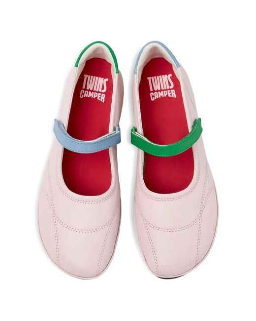Camper White Twins Right Nina Touch-Strap Ballet Flats