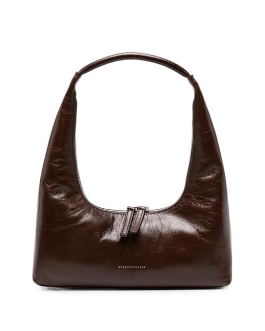 MARGE SHERWOOD Brown Logo-Detail Leather Shoulder Bag