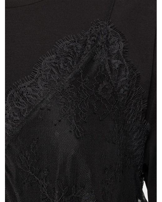 Nissa Black Lace Panel T-Shirt