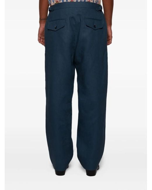 Bode Blue Linen Trousers for men