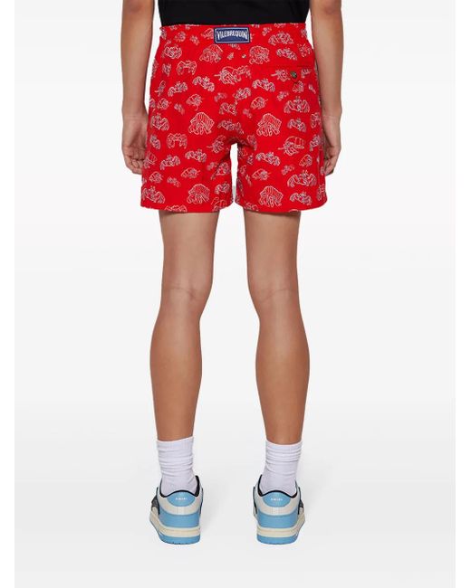 Vilebrequin Red Mistral Hermit Crabs-Print Swim Shorts for men
