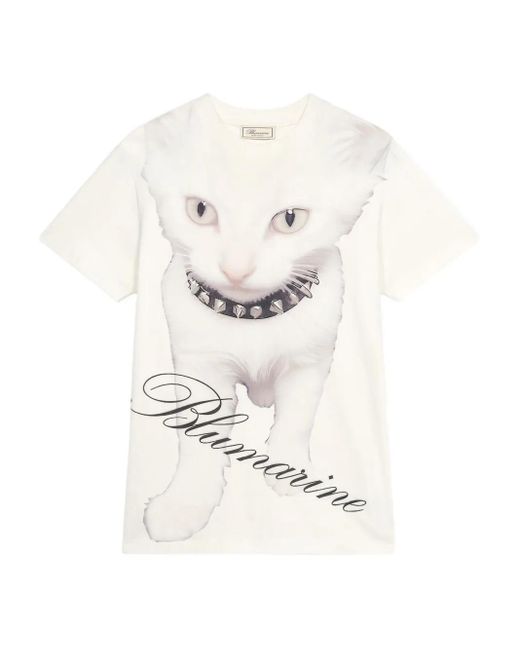 Camiseta con estampado Kitten Blumarine de color White