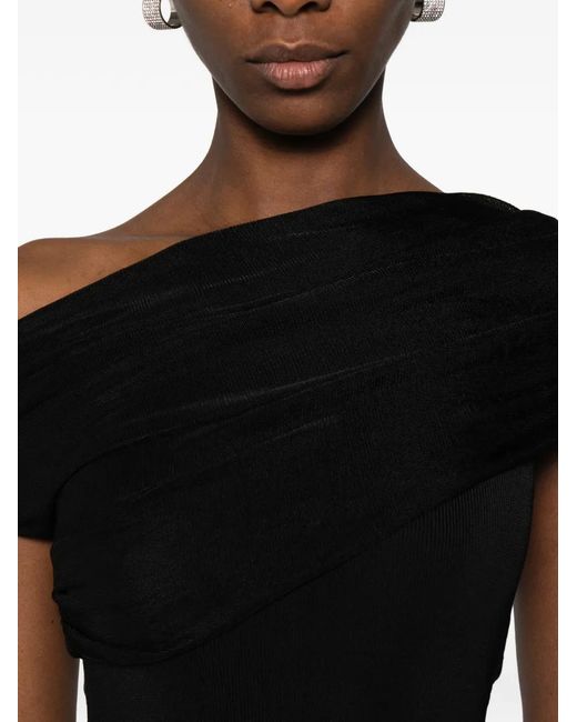 Self-Portrait Black Asymmetric-Design Top