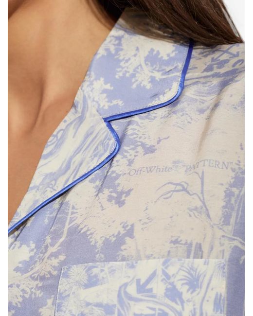 Off-White c/o Virgil Abloh Blue City Graphic-Print Pajama Shirt